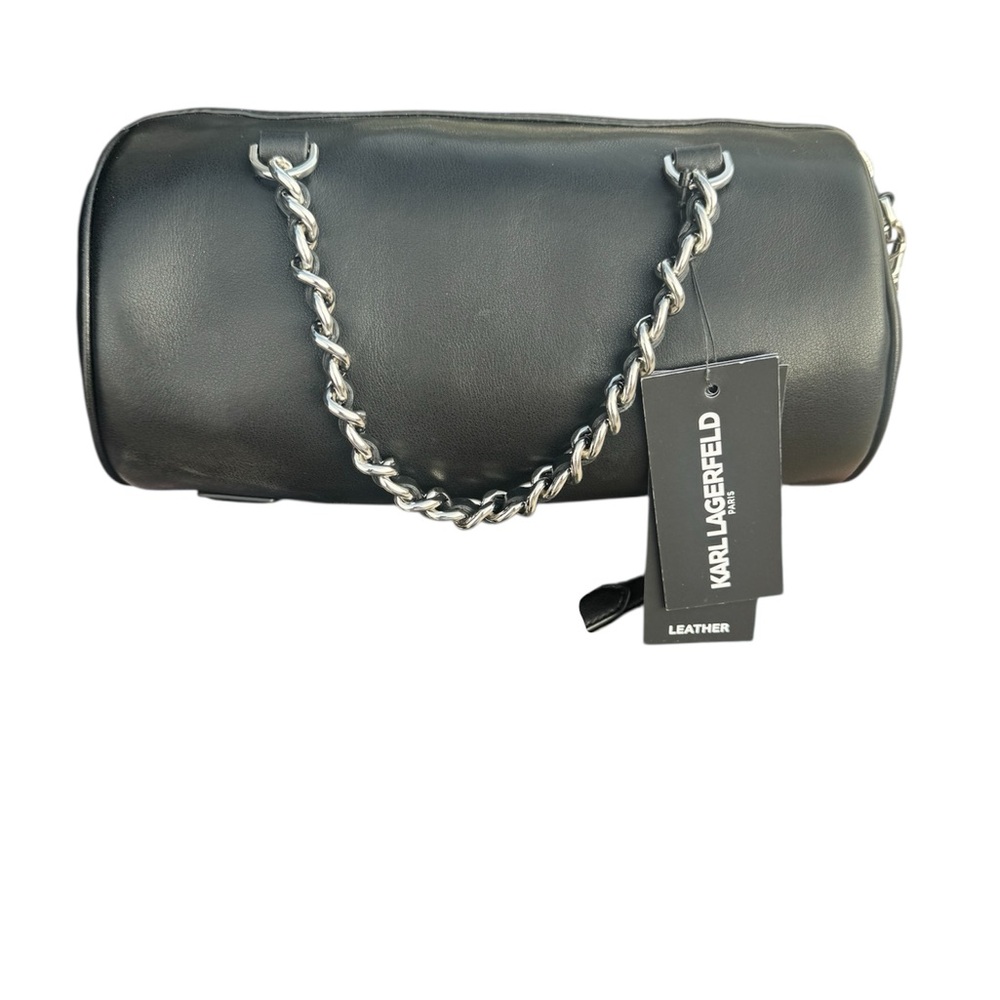 Karl Lagerfeld Paris Delaine Leather Barrel Bag with bag charm - Picture 2 of 5
